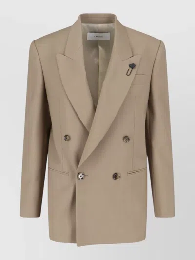 Lardini Blazer Notch Lapel Button Front Chest Pocket In Brown