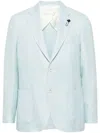 Lardini Intertwined Linen-blend Blazer In Blu