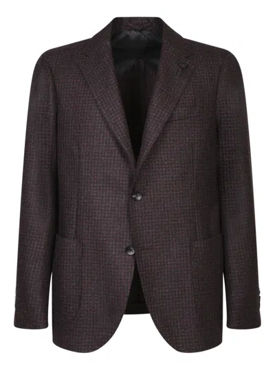 Lardini Blazer With Classic Tailoring And Texture In Burgundy