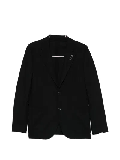 Lardini Blazer With Logo Pin In Black