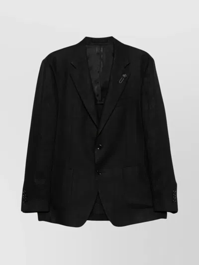Lardini Blazer With Notch Lapel And Rear Vents In Black