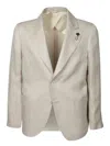 Lardini Beige Blazer With Intricate Lapel Pin In Neutral