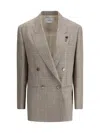 Lardini Prince De Wales Double-breasted Blazer In Beige
