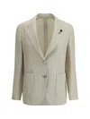 Lardini Linen Blazer In Neutral