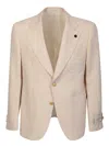 Lardini Viscose And Silk Single-breasted Blazer In Beige