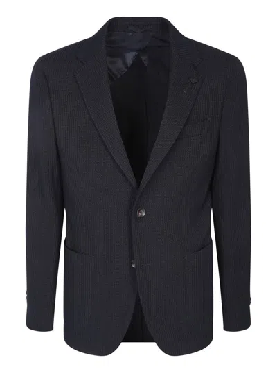 Lardini Boucle Fabric Jacket With Two-button Closure In Blue