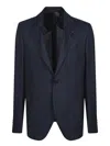 Lardini Blue Hopsack Wool Jacket In Blue