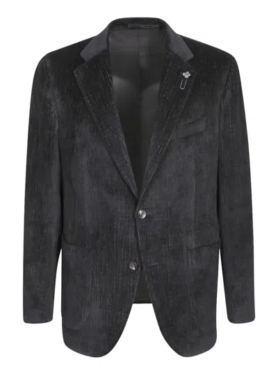 Lardini Brooch-detail Single-breasted Jacket In Black