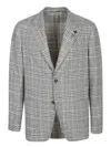 Lardini Checked-pattern Single-button Blazer In Gray