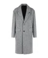 Lardini Grey Double-breasted Coat In Wool With Herringbone Pattern In Multi