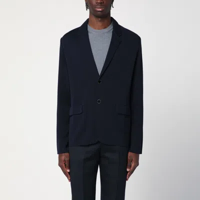 LARDINI LARDINI NAVY BLUE SINGLE BREASTED KNITTED JACKET