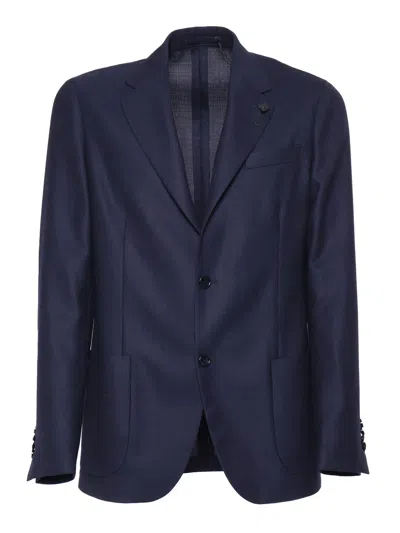 Lardini Blue Blazer In Multicolor