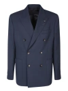 Lardini Double-breasted Blue Jacket In Blue