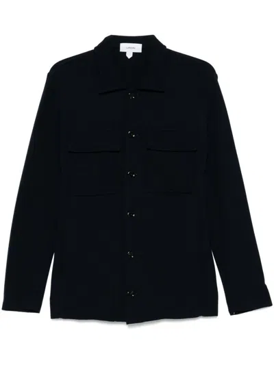 Lardini Blue Cardigan With Pockets And Bottons