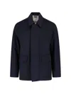 Lardini Blue Minimalist Structured Collar Concealed Placket Jacket In Blue