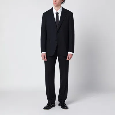 Lardini Blue Pinstripe Wool Singlebreasted Suit In Black