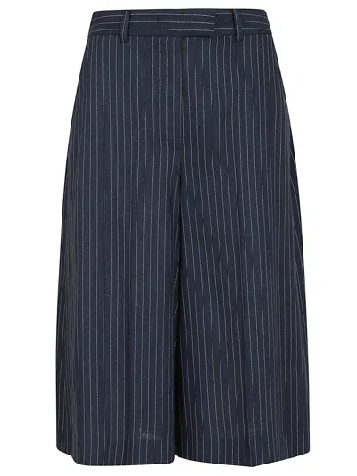 Lardini Blue Pinstriped Linen Trousers Skirt