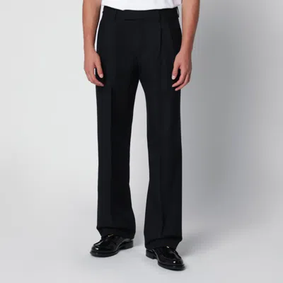 Lardini Tailored High Waist Wide Leg Suit Trousers In Black