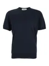 Lardini Blue Ribbed Crewneck Sweater In Blue
