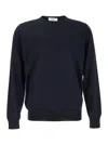 Lardini Black Round Neck Sweater With Long Sleeves In Wool And Silk Blend Man In Blue
