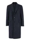 LARDINI BLUE SINGLE-BREASTED COAT WITH NOTCHED REVERS IN WOOL BLEND MAN