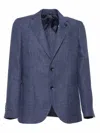 Lardini Single-breasted Linen And Wool Blazer In Blue
