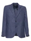 Lardini Single-breasted Linen And Wool Blazer In Blue