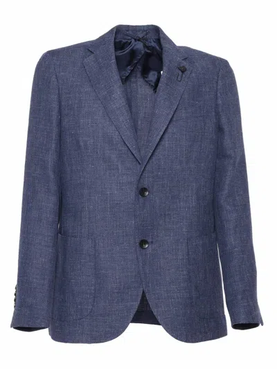 LARDINI BLUE SINGLE-BREASTED JACKET