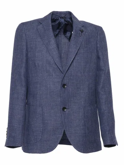 Lardini Blue Single-breasted Jacket In Denim