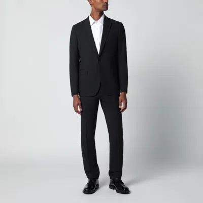 Lardini Blue Single-breasted Wool-blend Suit In Black