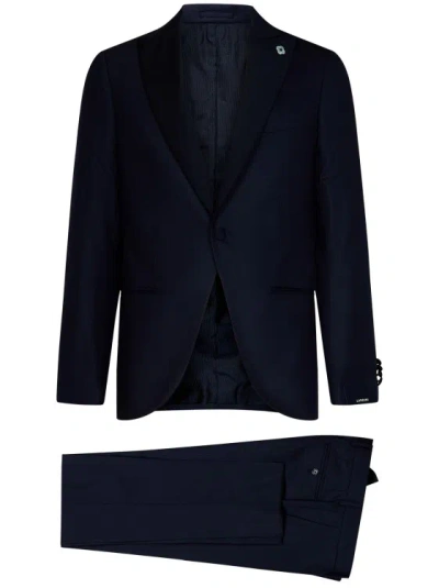 Lardini Blue Stretch Wool Tuxedo Suit