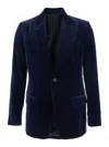 Lardini Blue Single-breasted Jacket With Pointed Lapels In Velvet Man In Blue
