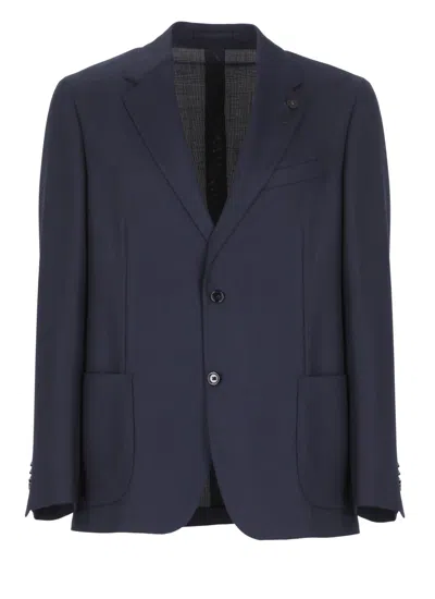 Lardini Blue Virgin Wool Jacket In Black