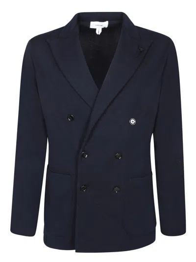 LARDINI BLUE WOOL CARDIGAN JACKET