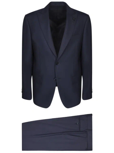 Lardini Blue Wool Suit In Black