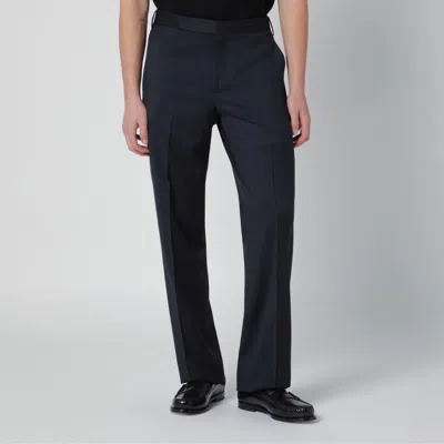Lardini Wool Tailored Trousers Belt Loops Side Pockets In Blue