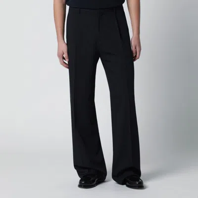 Lardini Blue Wool Trousers In Black