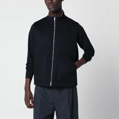 Lardini Blue Zip-up Vest In Wool And Cashmere