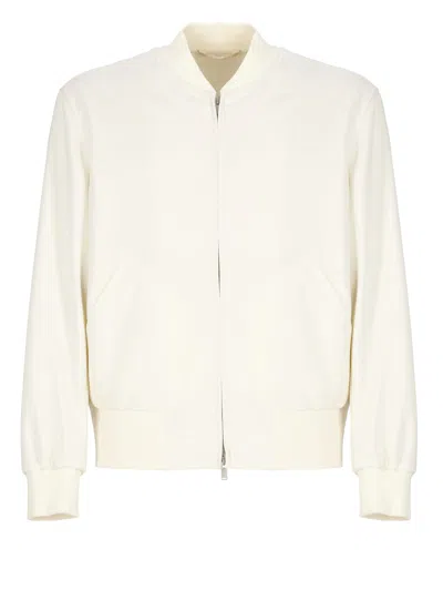 Lardini Bomber In White Wool In Ivory