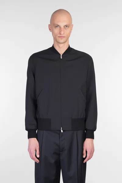 Lardini Bomber Jacket In Black Wool