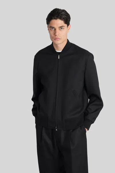 LARDINI BOMBER JACKET IN BLACK WOOL