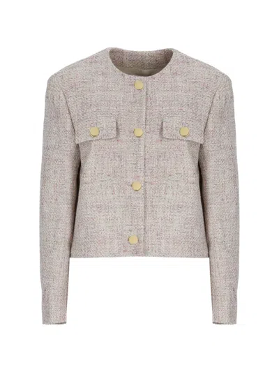 Lardini Bouclé Tweed Jacket In Gray