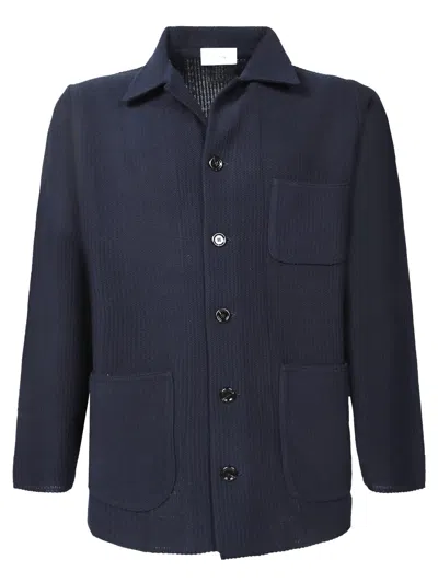 Lardini Bowl Crepe Blue Overshirt