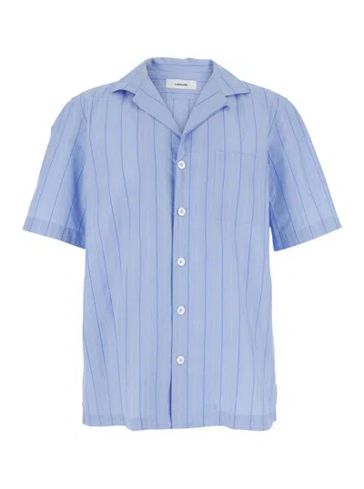 Lardini Blue Shirt With All-over Striped Motif