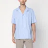Lardini Cotton Shirt With Bowling Style Stripes In Light Blue