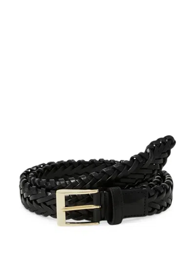 Lardini Braided Leather Belt In Black