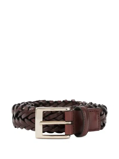 Lardini Braided Leather Belt In Brown
