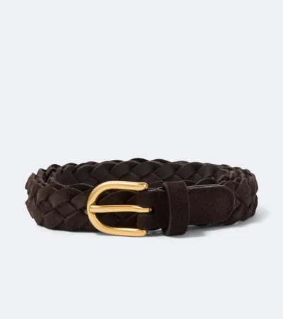 Lardini Braided Suede Belt In Brown