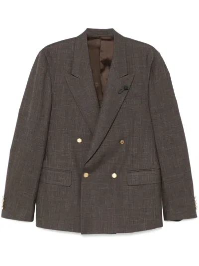 Lardini Brooch-detail Blazer In 褐色
