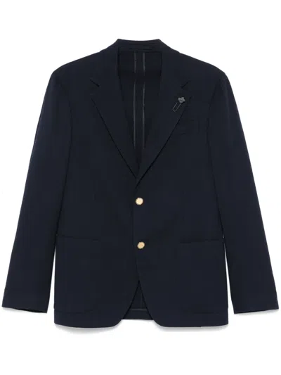 Lardini Brooch-detail Blazer In 蓝色